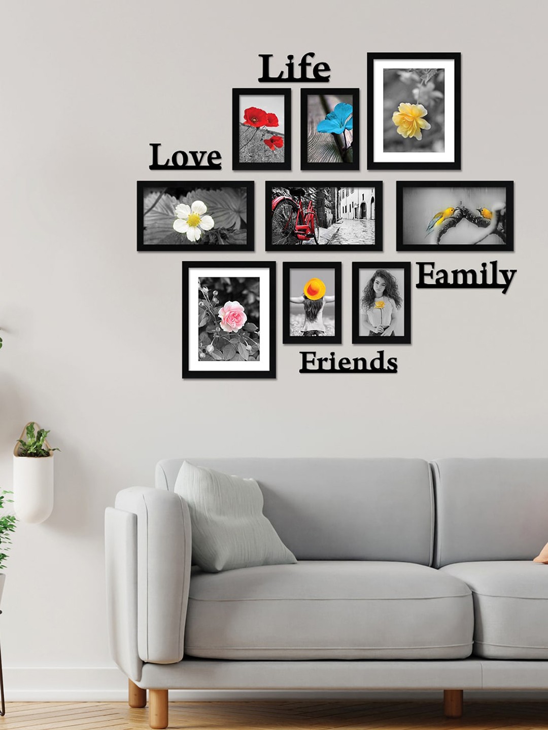 

nest ART 9 Pcs Black Photo Frames With Plaque