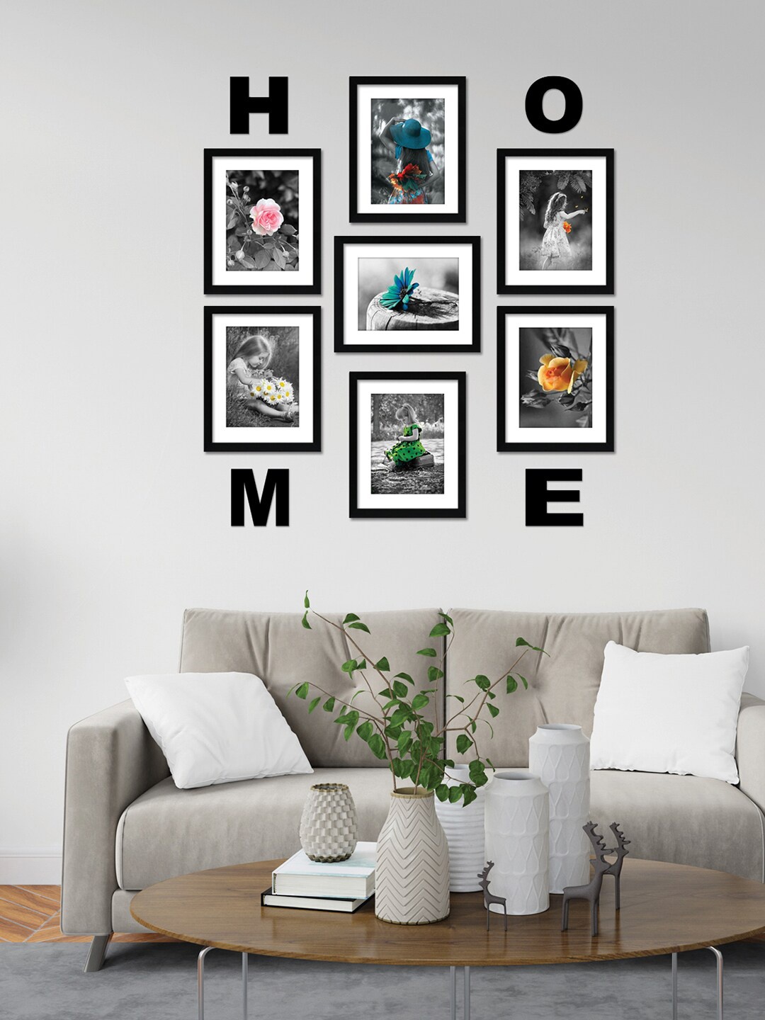 

nest ART Black 7 Pieces Photo Frames With Plaque