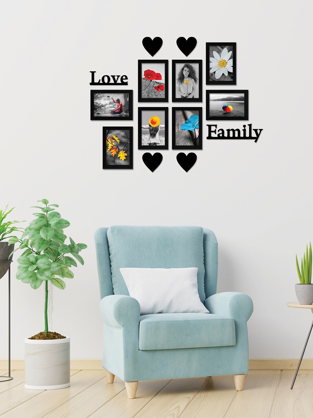 

nest ART 8 Pcs Black Photo Frames With Plaque