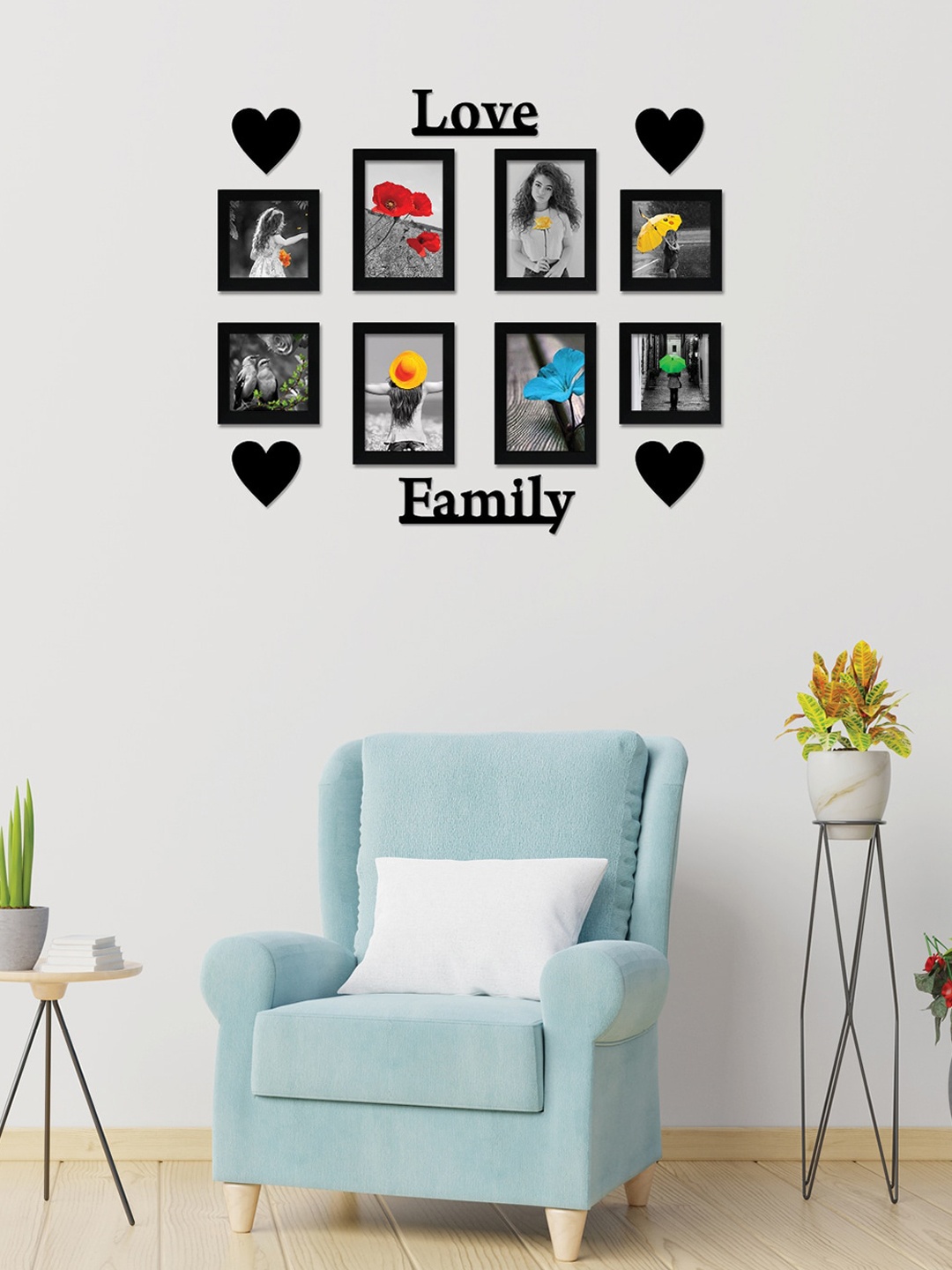 

nest ART 8 Pcs Black Photo Frames With Plaque