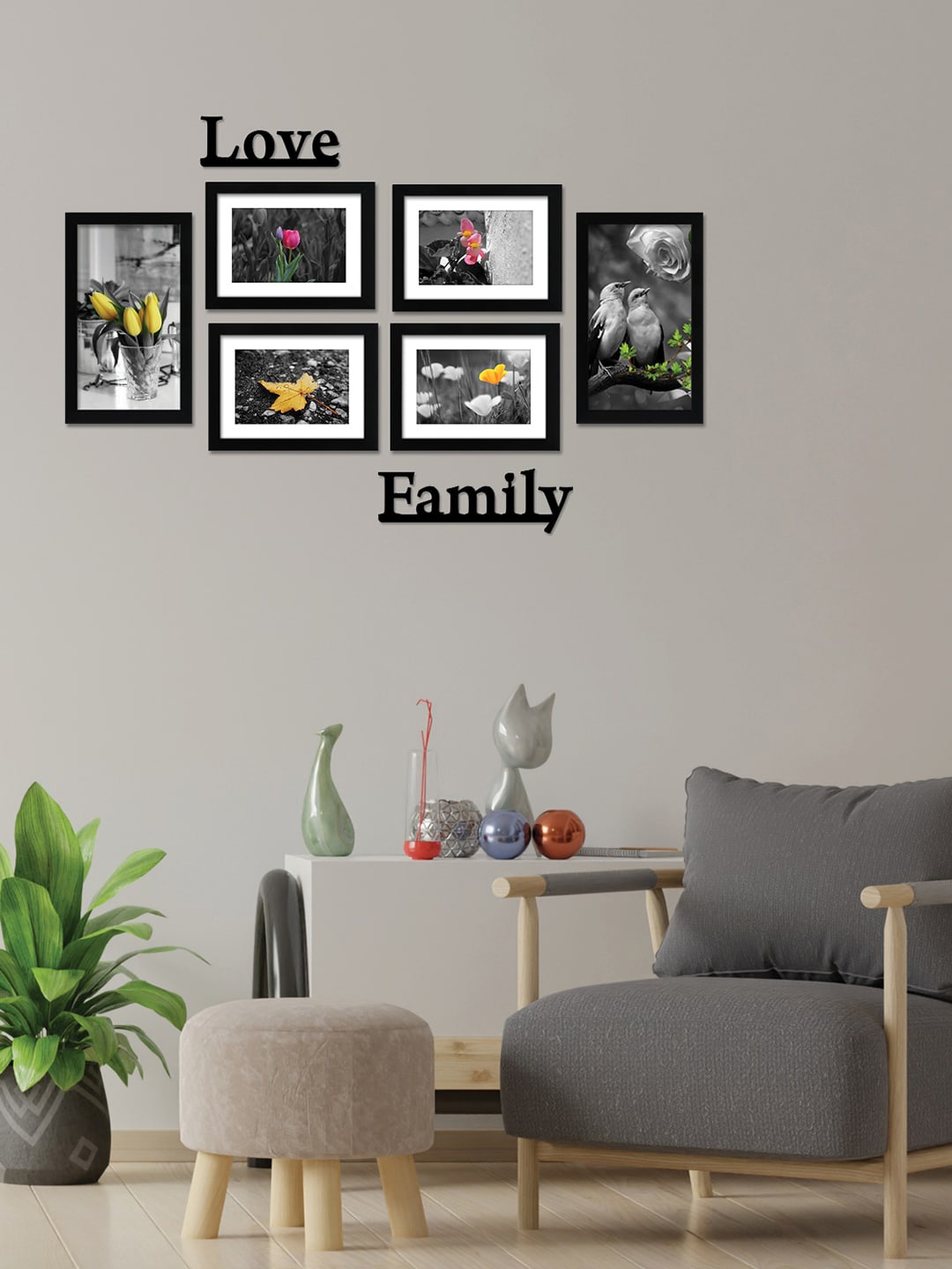 

nest ART 6-Pcs Black Photo Frames With 2 Plaque