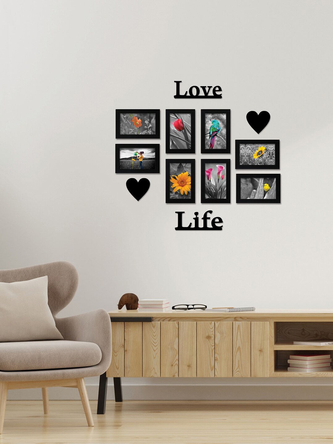 

nest ART 8 Pcs Black Photo Frames With Plaque