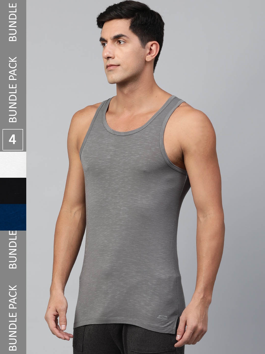 

Heelium Men Pack of 4 Bamboo Super Soft & Odour Free Comfort Fit Vest, Grey