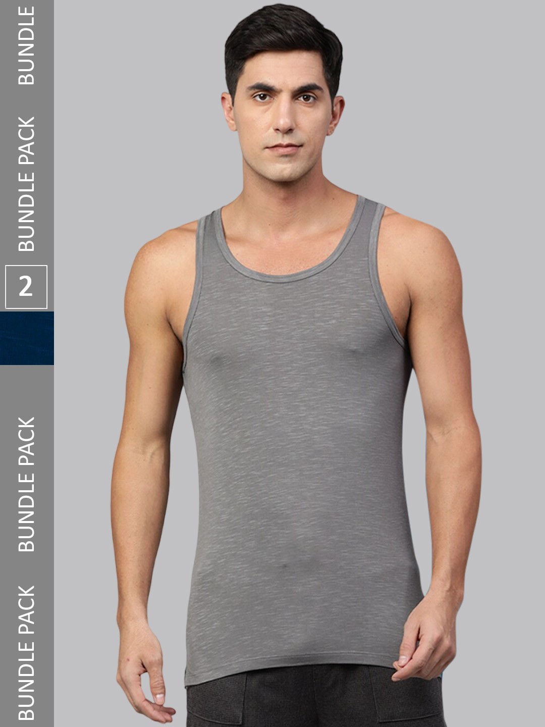 

Heelium Men Pack of 2 Bamboo Super Soft & Odour Free Comfort Fit Vest, Grey