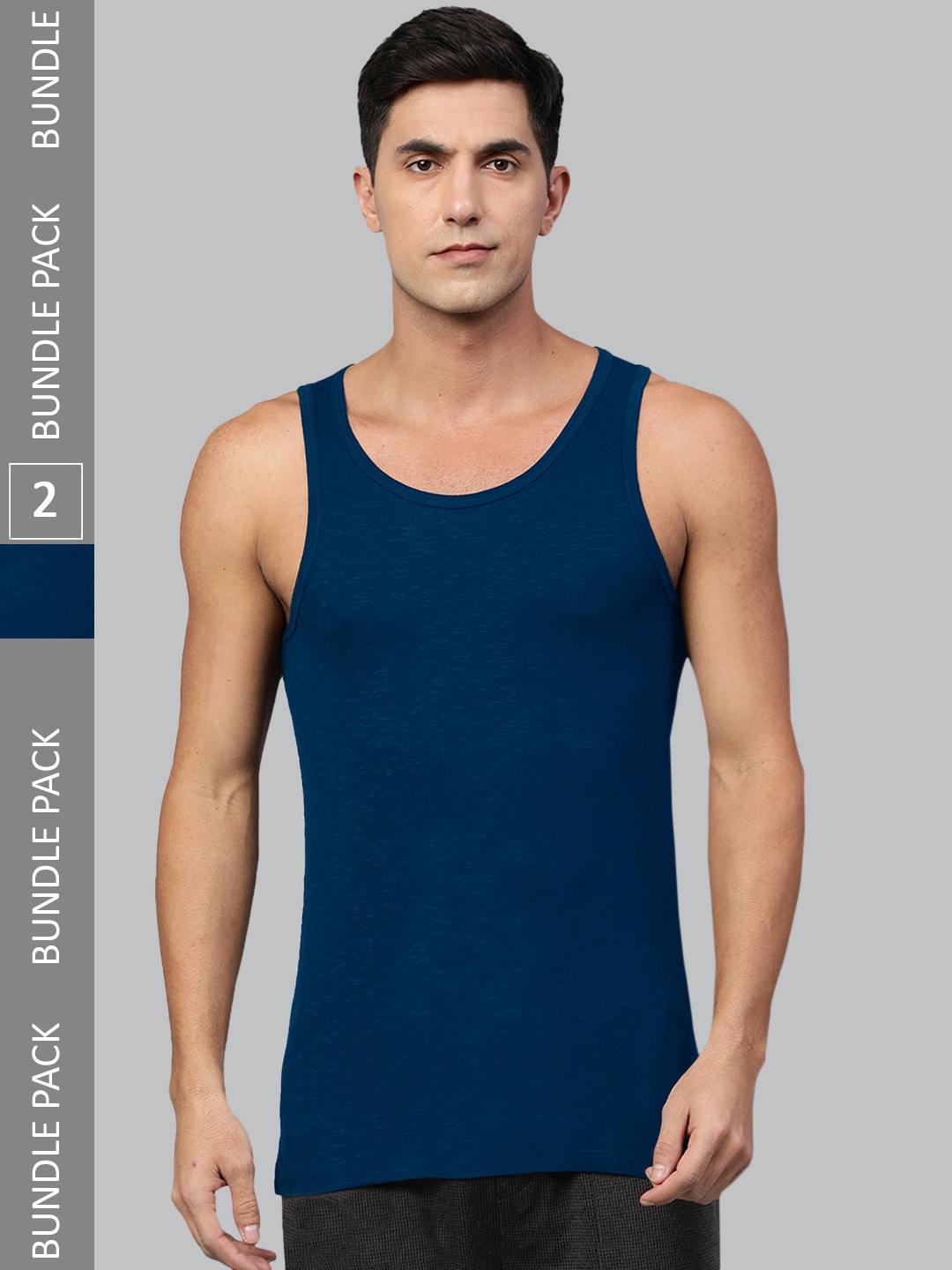 

Heelium Men Pack of 2 Bamboo Super Soft & Odour Free Comfort Fit Vest, Navy blue
