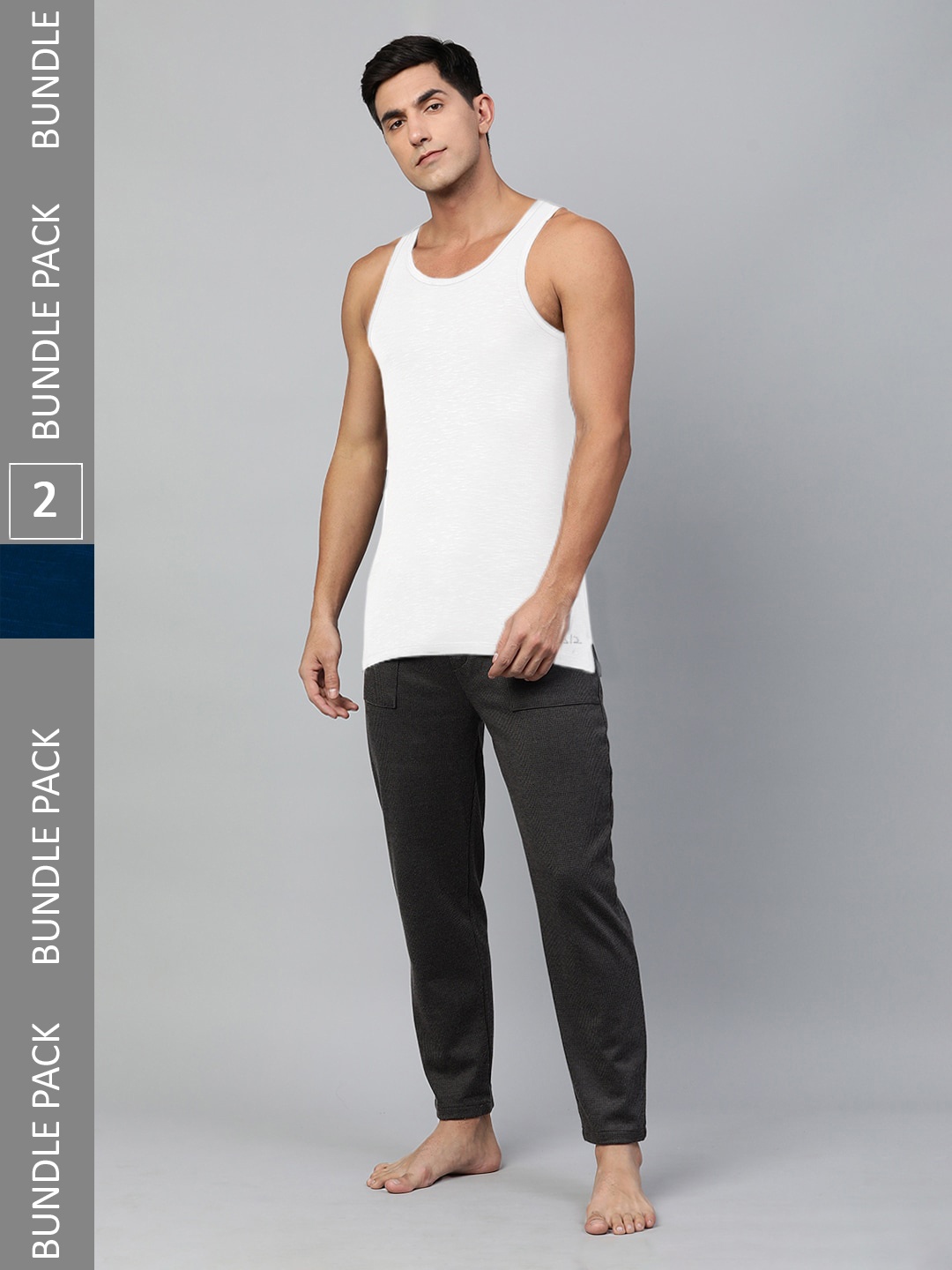

Heelium Men Pack of 2 Bamboo Super Soft & Odour Free Comfort Fit Vest, Navy blue