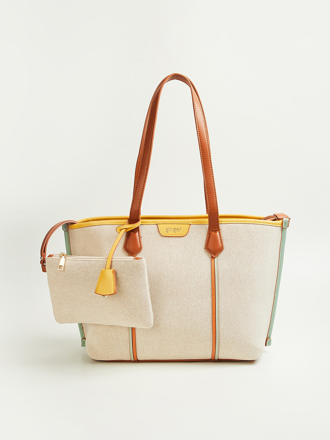 

Ginger by Lifestyle Textured Structured Shoulder Bag, Beige