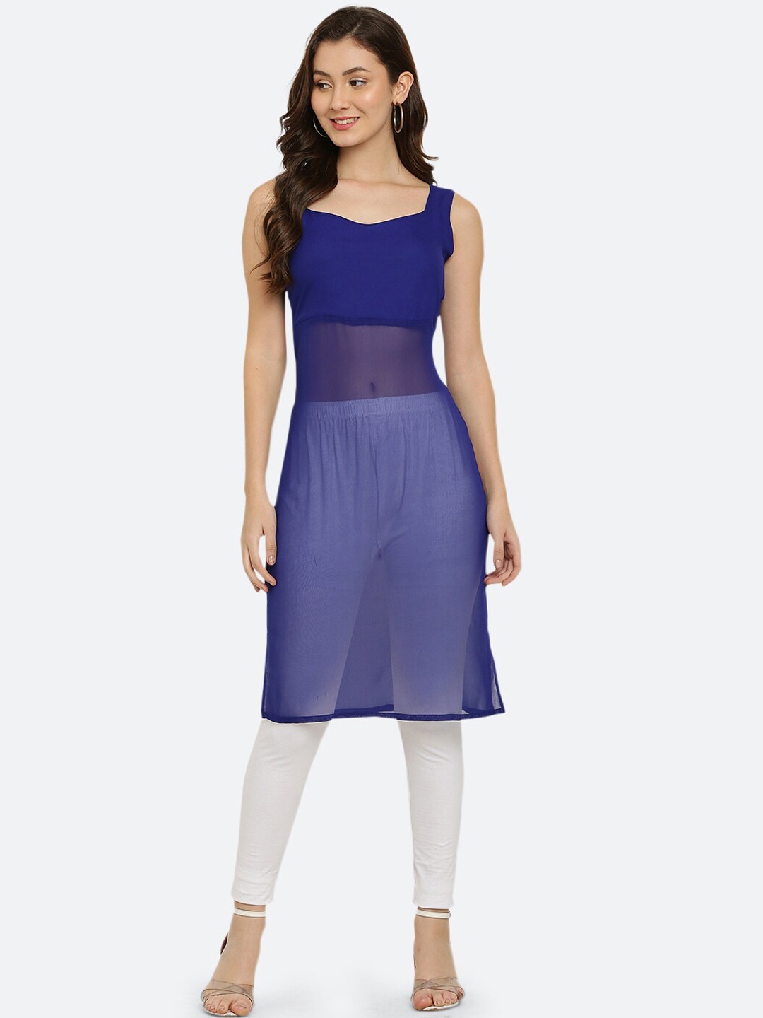 

VESICLE Sleeveless Straight Kurta, Blue