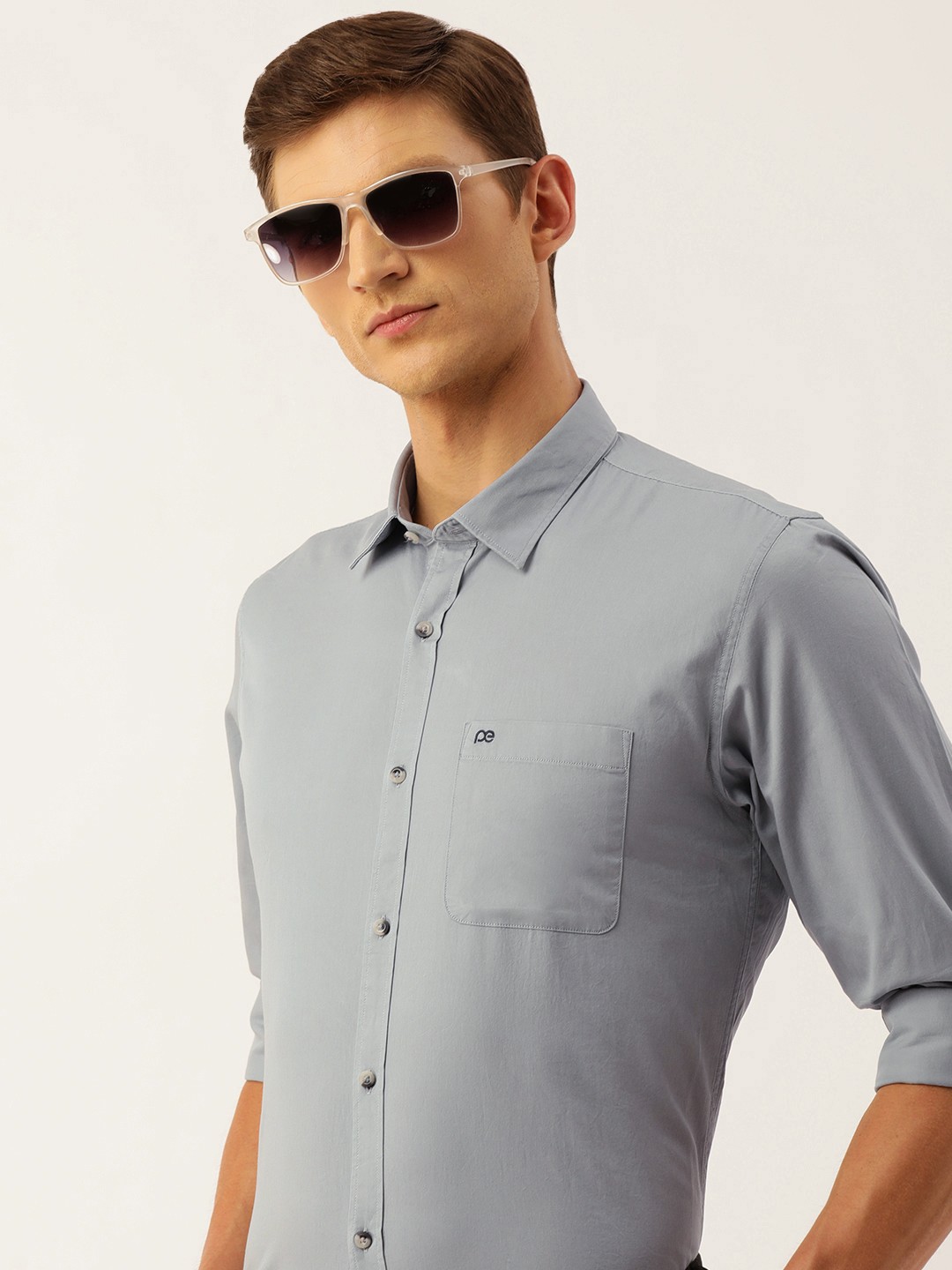 

Peter England Pure Cotton Slim Fit Casual Shirt, Grey