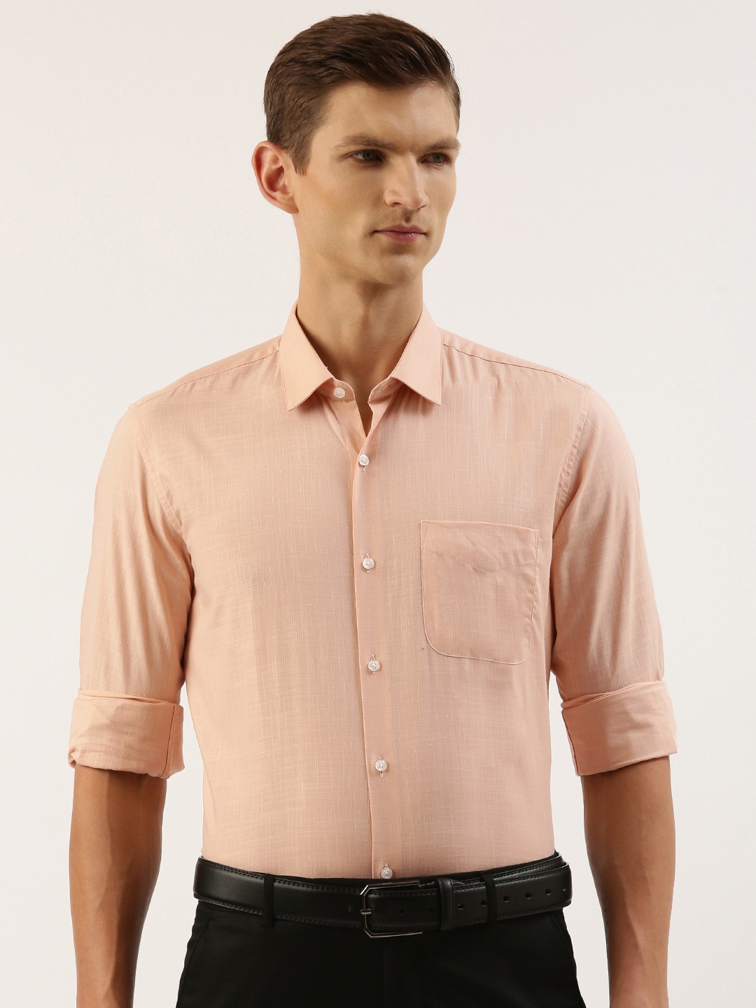 

Peter England Men Slim Fit Formal Shirt, Peach