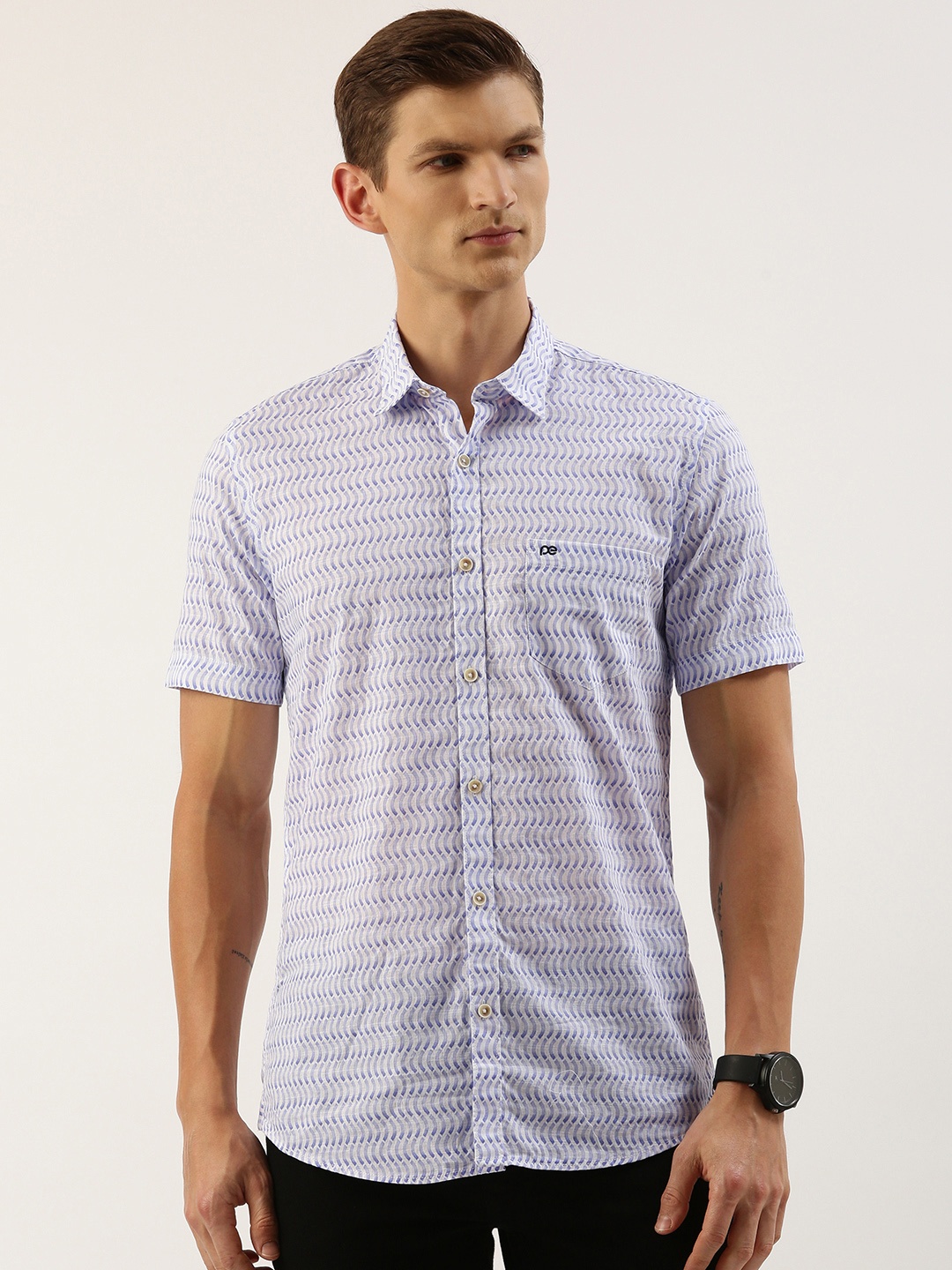 

Peter England Men Slim Fit Printed Casual Shirt, White