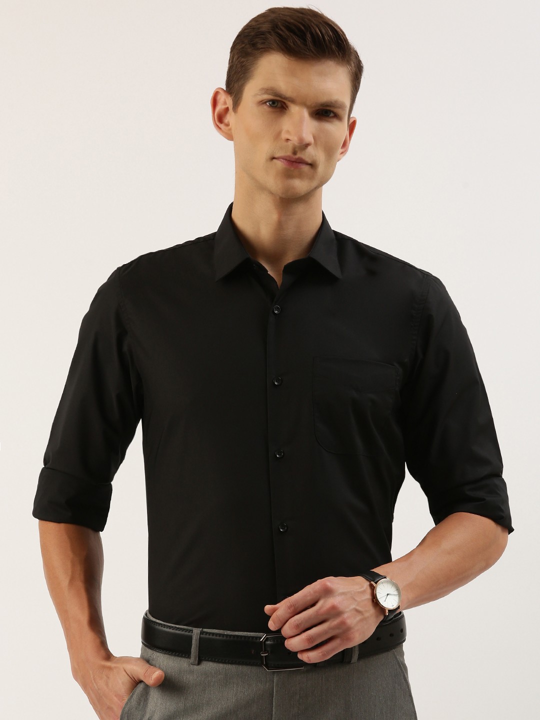 

Peter England Men Slim Fit Formal Shirt, Black