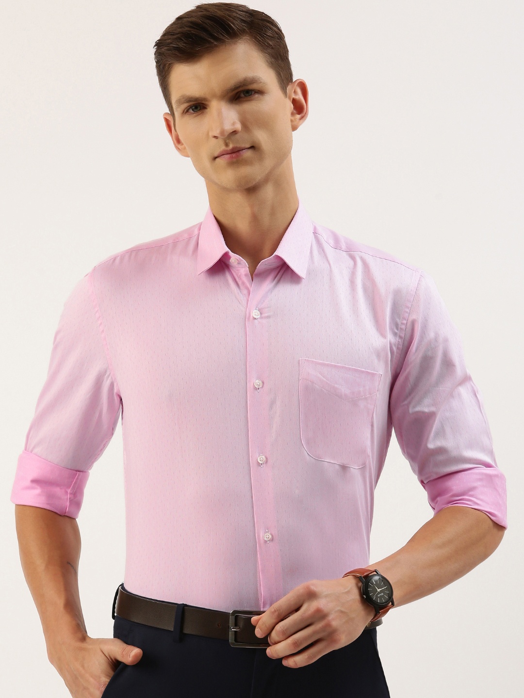 

Peter England Men Slim Fit Formal Shirt, Pink