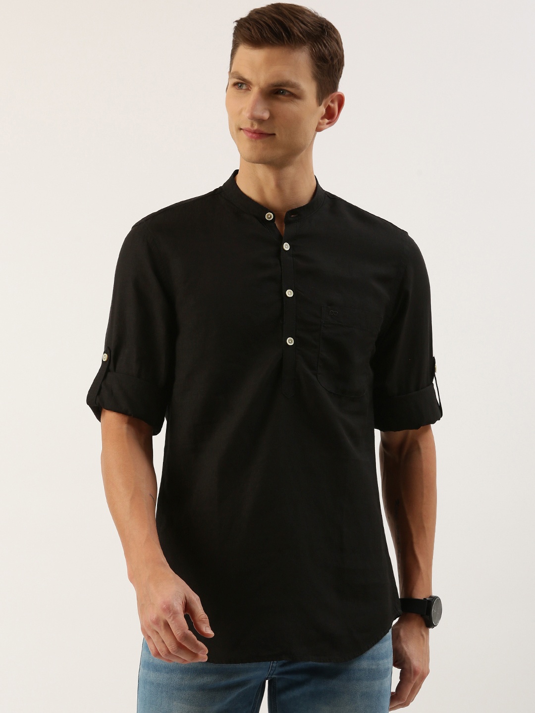 

Peter England Men Slim Fit Opaque Casual Shirt, Black