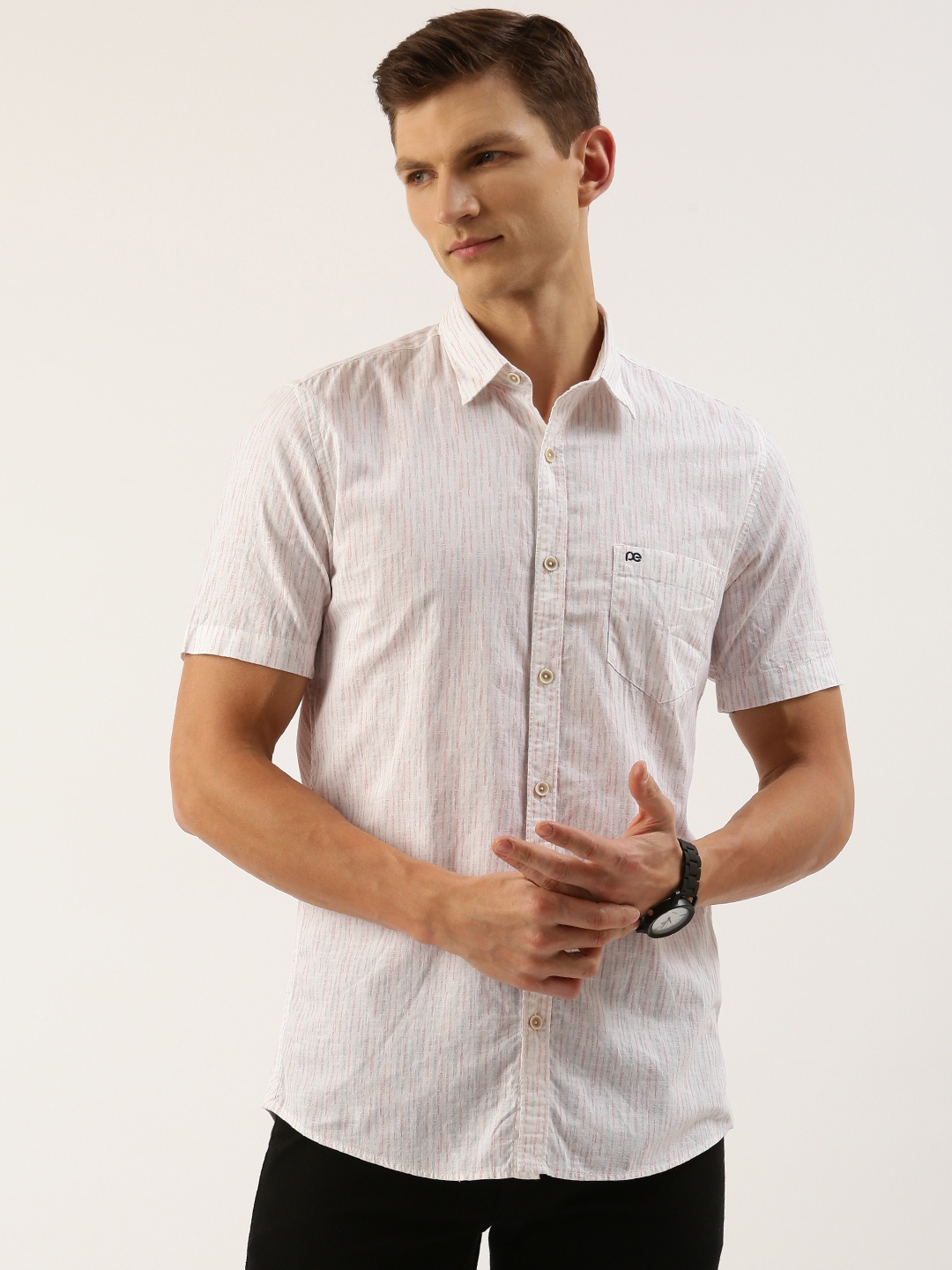 

Peter England Men Slim Fit Printed Casual Shirt, White