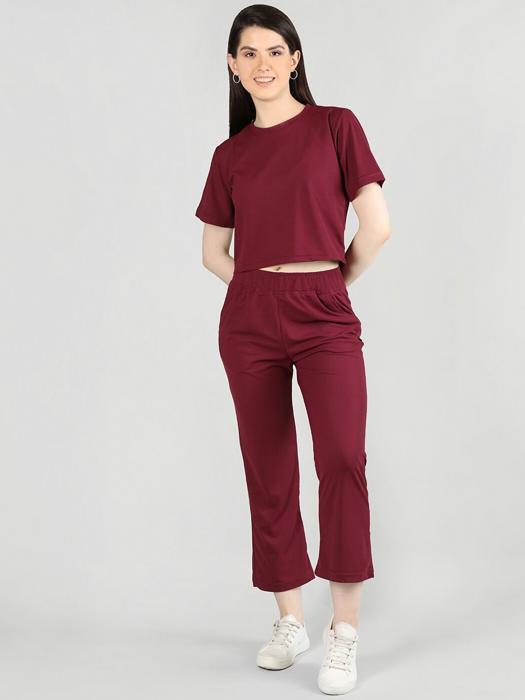 

TYSORT Round Neck Short Sleeve Co-Ords, Maroon
