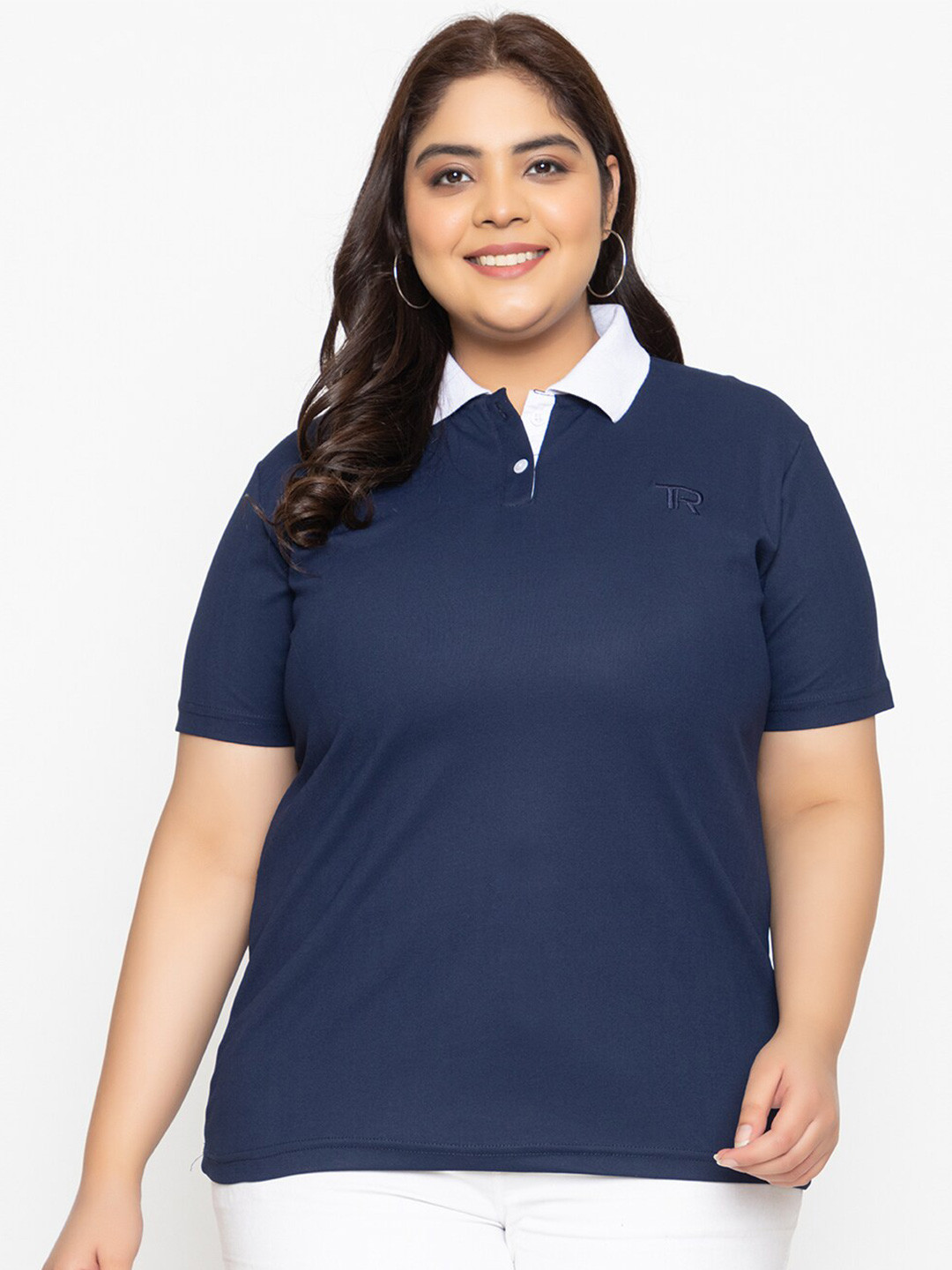 

TYSORT Solid Polo Collar T-shirt, Navy blue