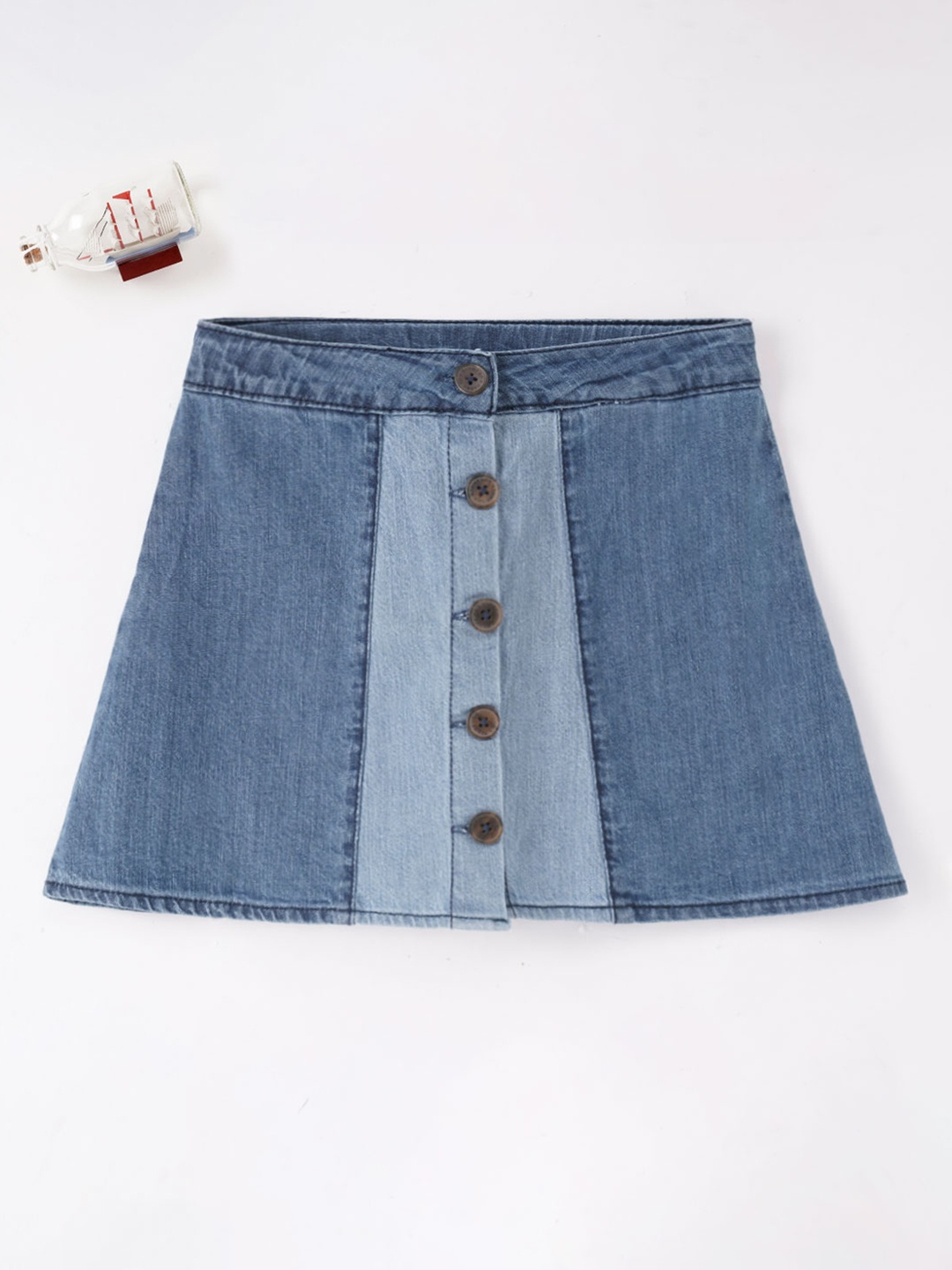 

Ed-a-Mamma Girls Pure Cotton A-Line Knee Length Skirt, Blue