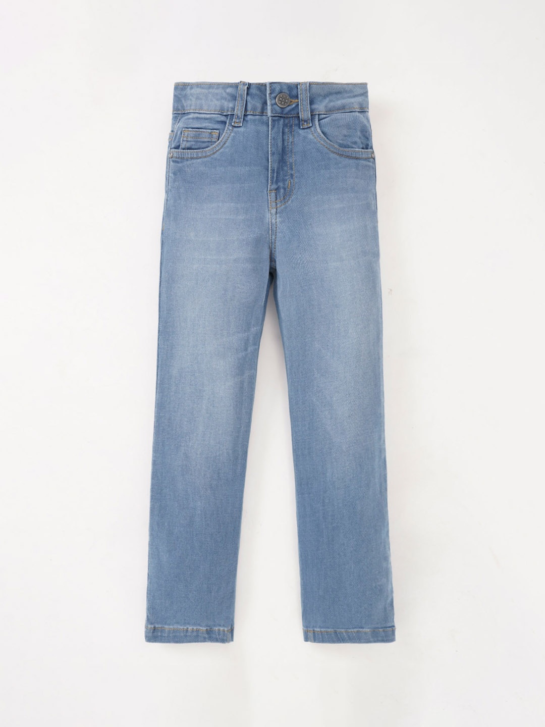 

Ed-a-Mamma Girls Mid-Rise Light Fade Stretchable Cotton Jeans, Blue