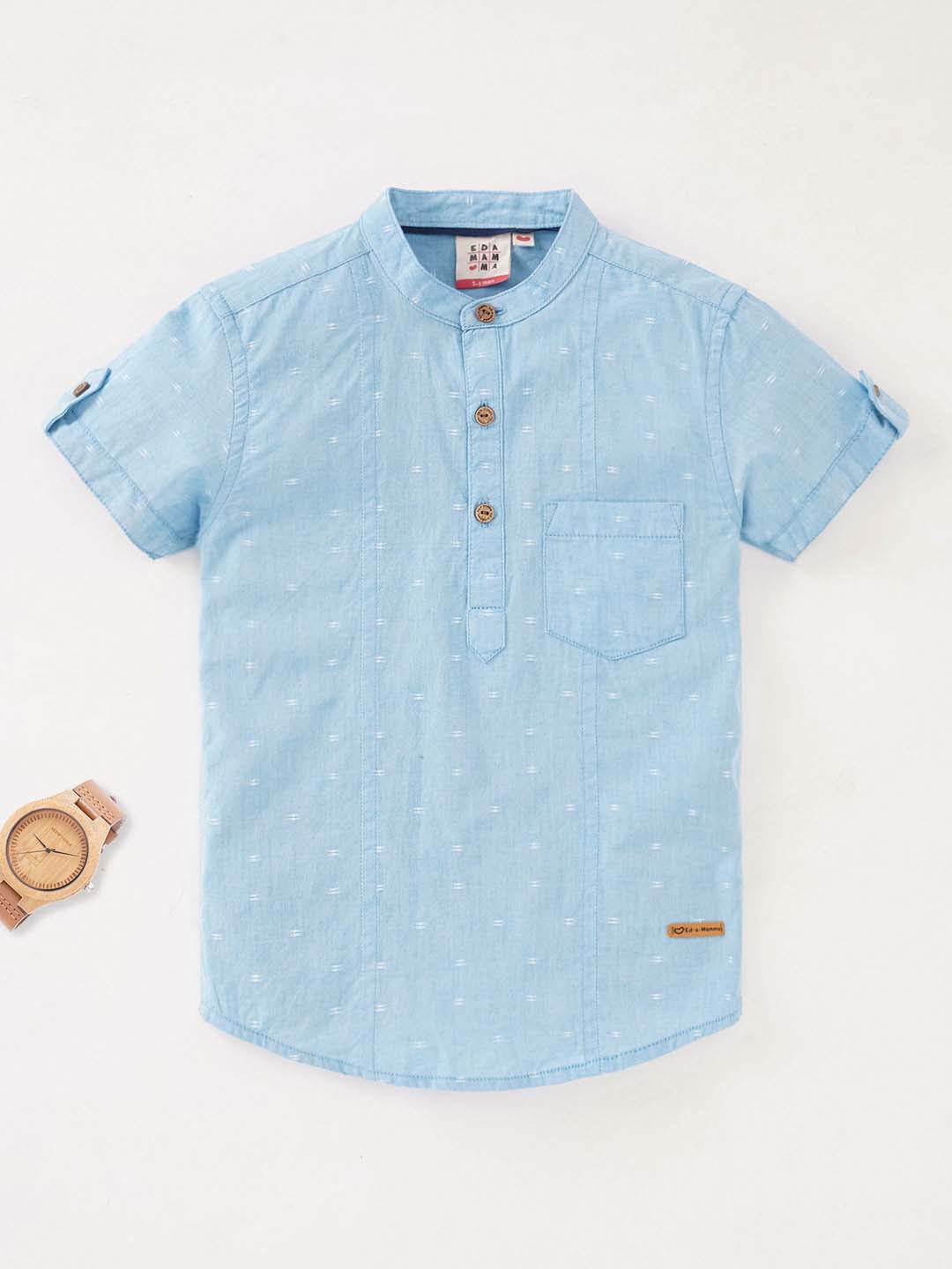 

Ed-a-Mamma Boys Ditsy Printed Opaque Casual Shirt, Blue