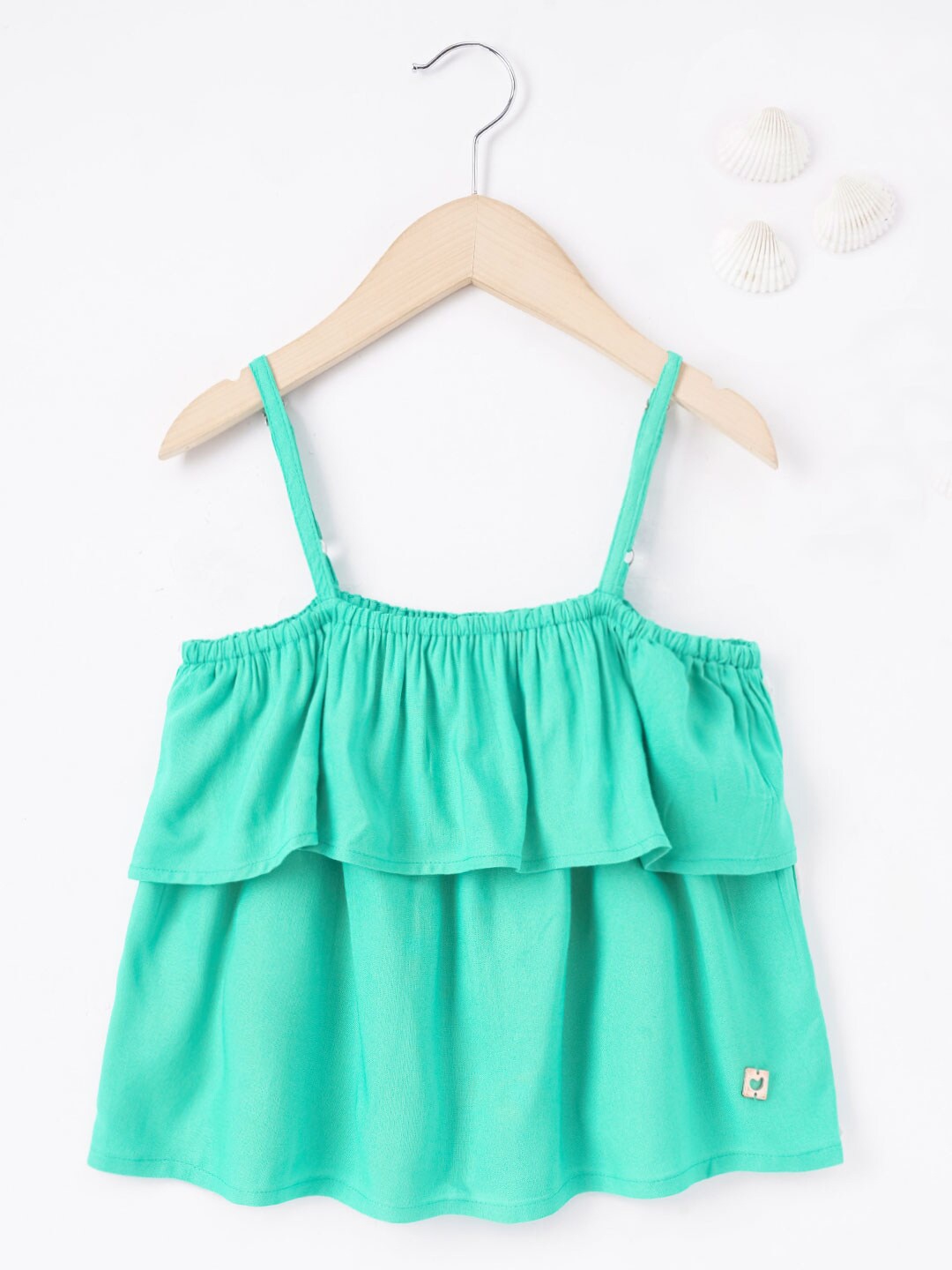 

Ed-a-Mamma Girls Shoulder Straps Layered A-Line Top, Green