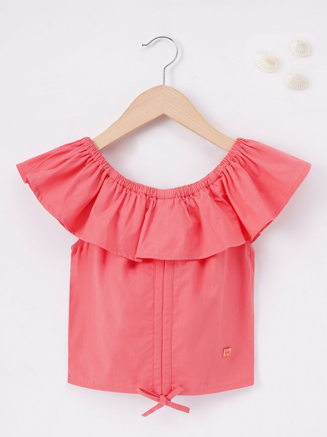 

Ed-a-Mamma Girls Flared Sleeve Ruffles Cotton Top, Peach