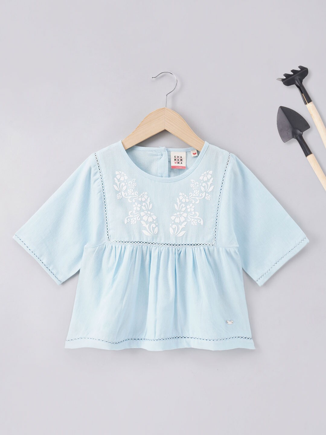 

Ed-a-Mamma Girls Floral Printed Peplum Top, Blue