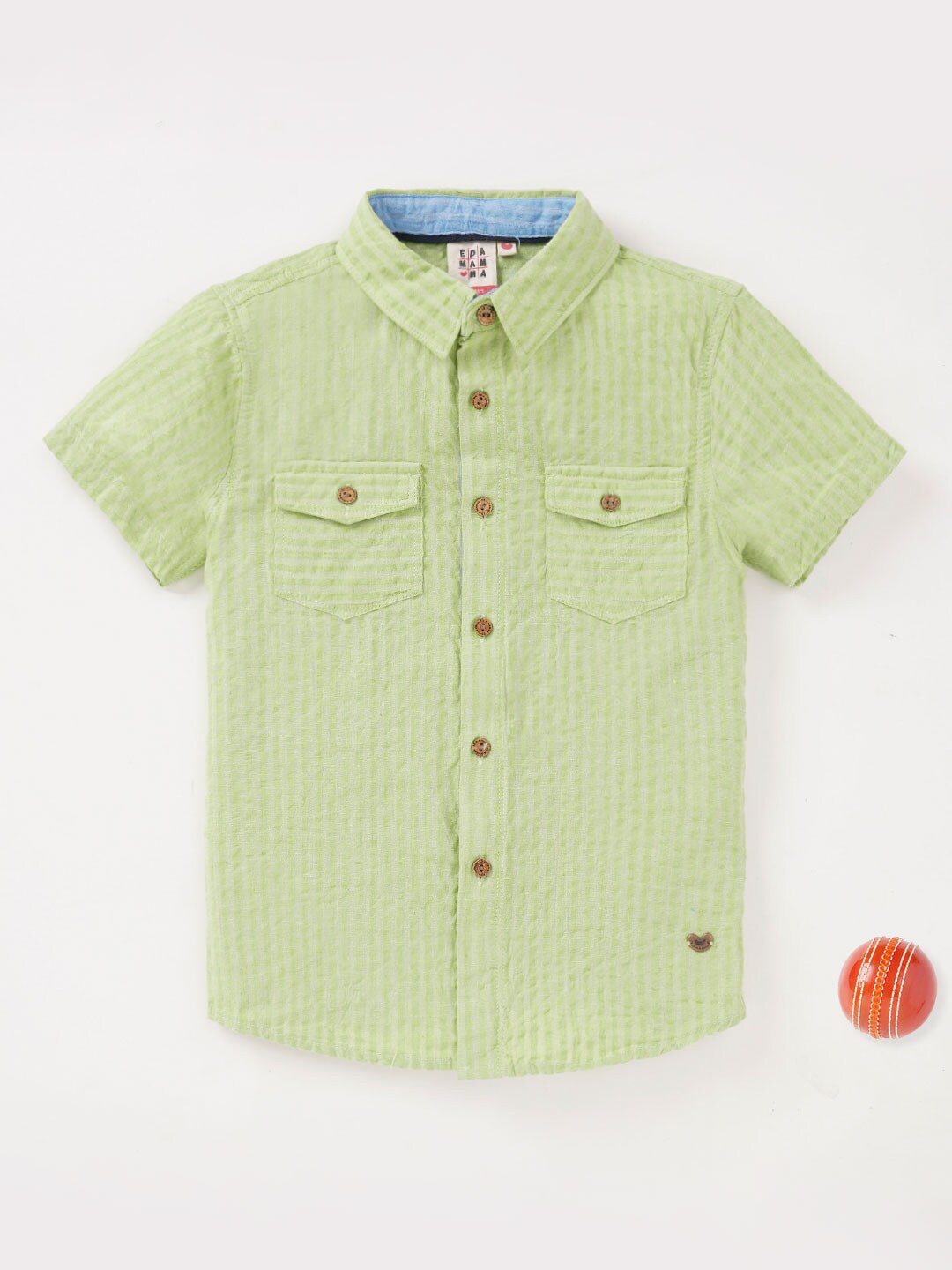 

Ed-a-Mamma Boys Striped Opaque Casual Shirt, Green