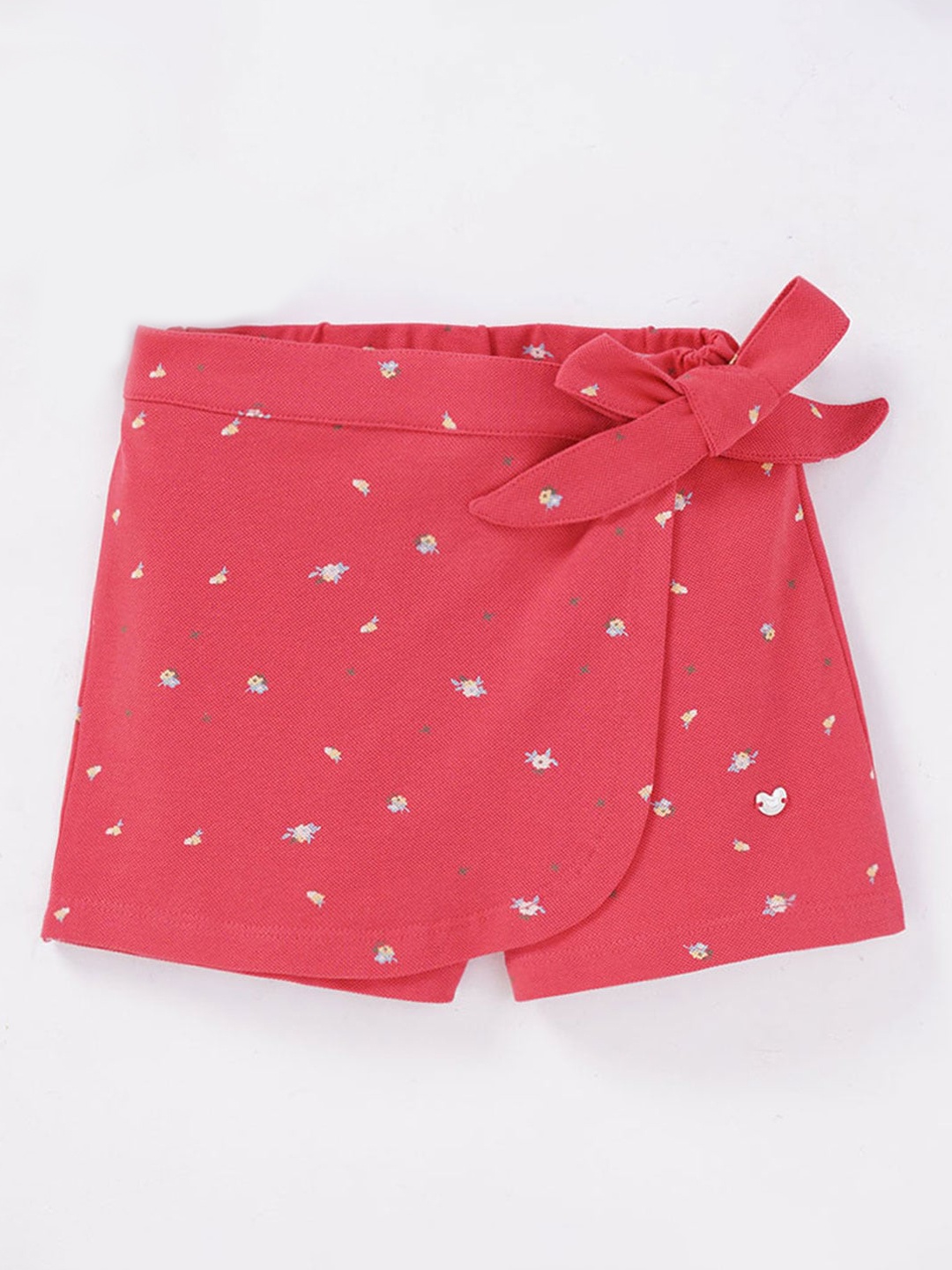 

Ed-a-Mamma Girls Floral Printed Cotton Above Knee Length Cottton Skorts, Red