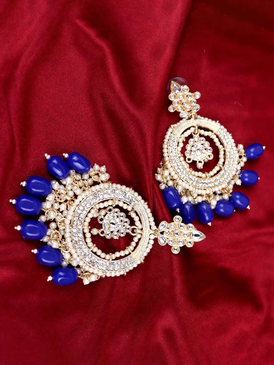 

VAGHBHATT Gold Plated Stone Studded Chandbalis Earrings