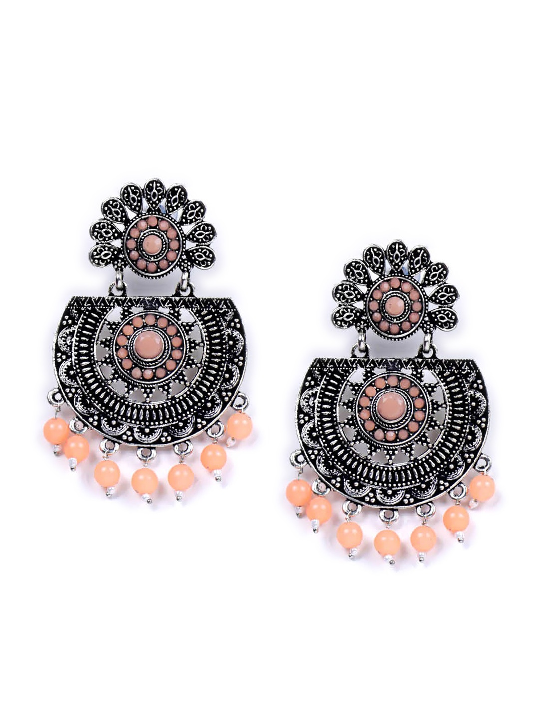 

VAGHBHATT Silver-Plated Stone Studded Drop Earrings