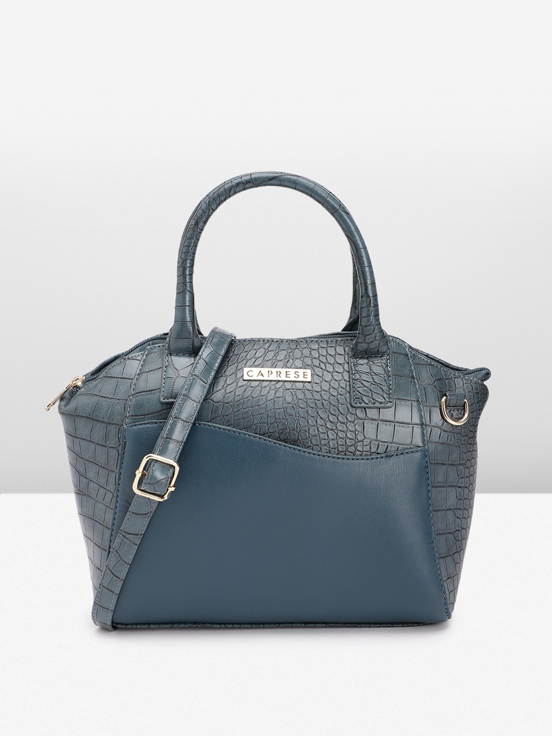 

Caprese Crocodile Textured Regular Structured Handheld Bag, Teal