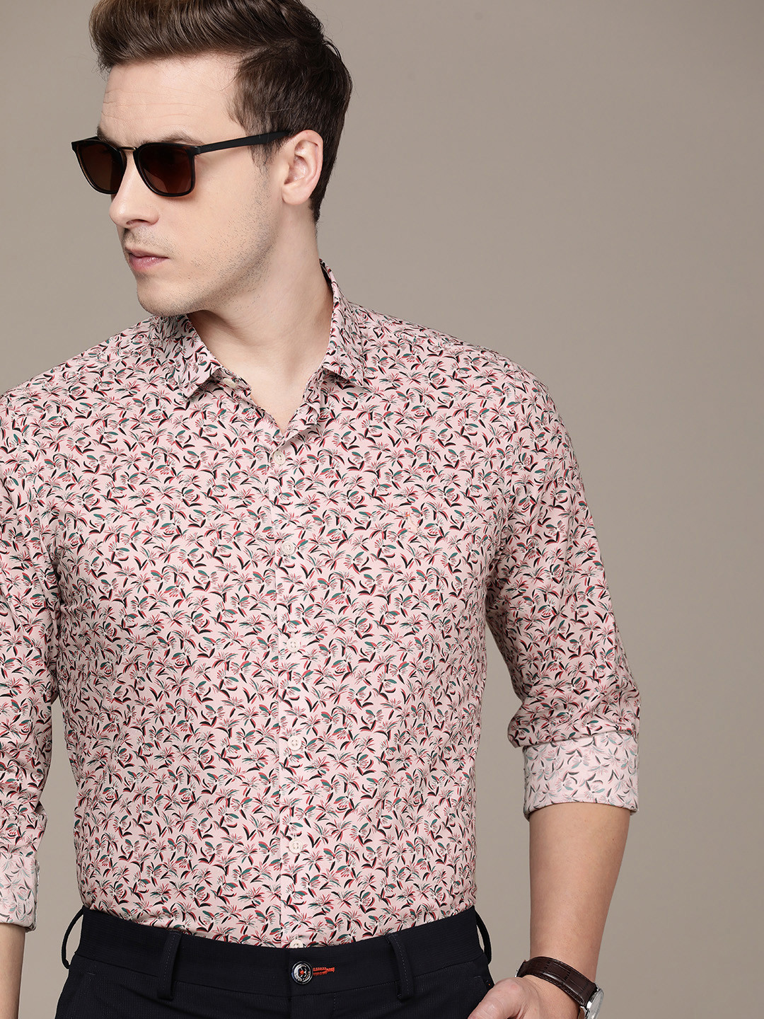 

SIMON CARTER LONDON Men Slim Fit Floral Opaque Printed Casual Shirt, Pink