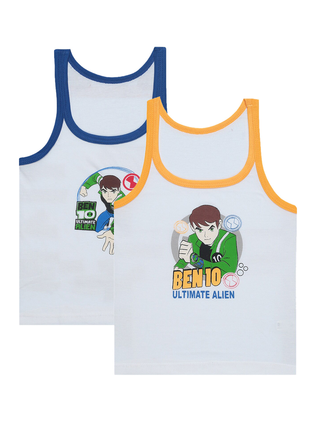 

Bodycare Boys Pack Of 2 Printed Cotton Sleeveless Innerwear Vests, White