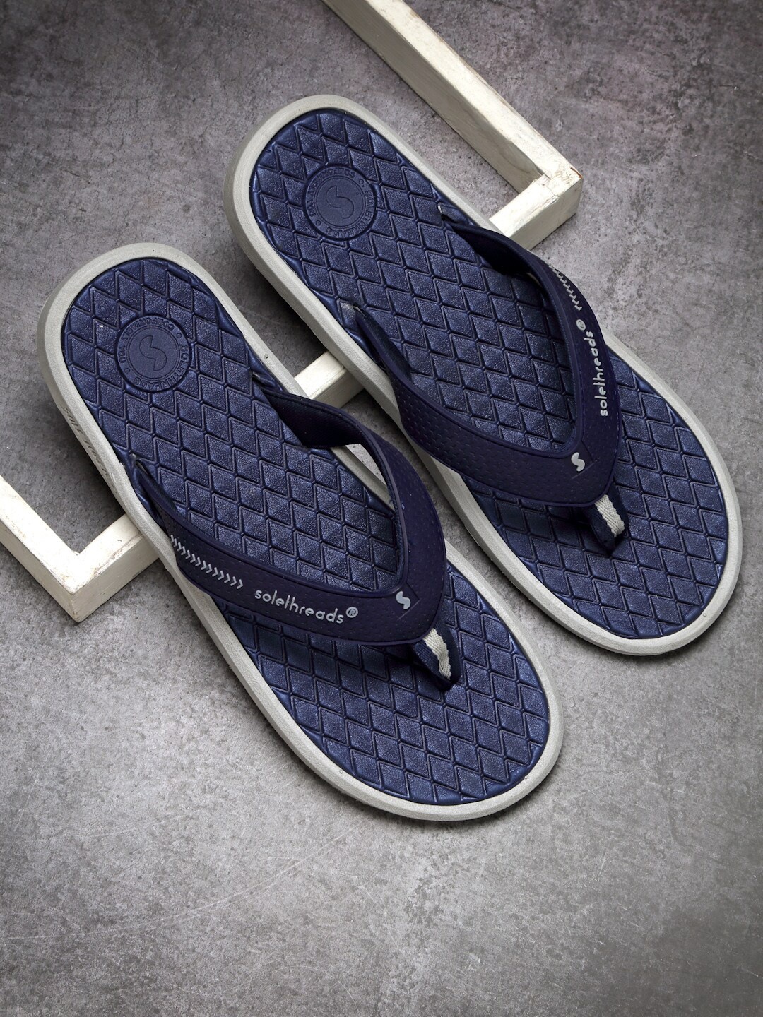 

Solethreads Men Waterproof & Skid-Resistant Thong Flip-Flops, Navy blue