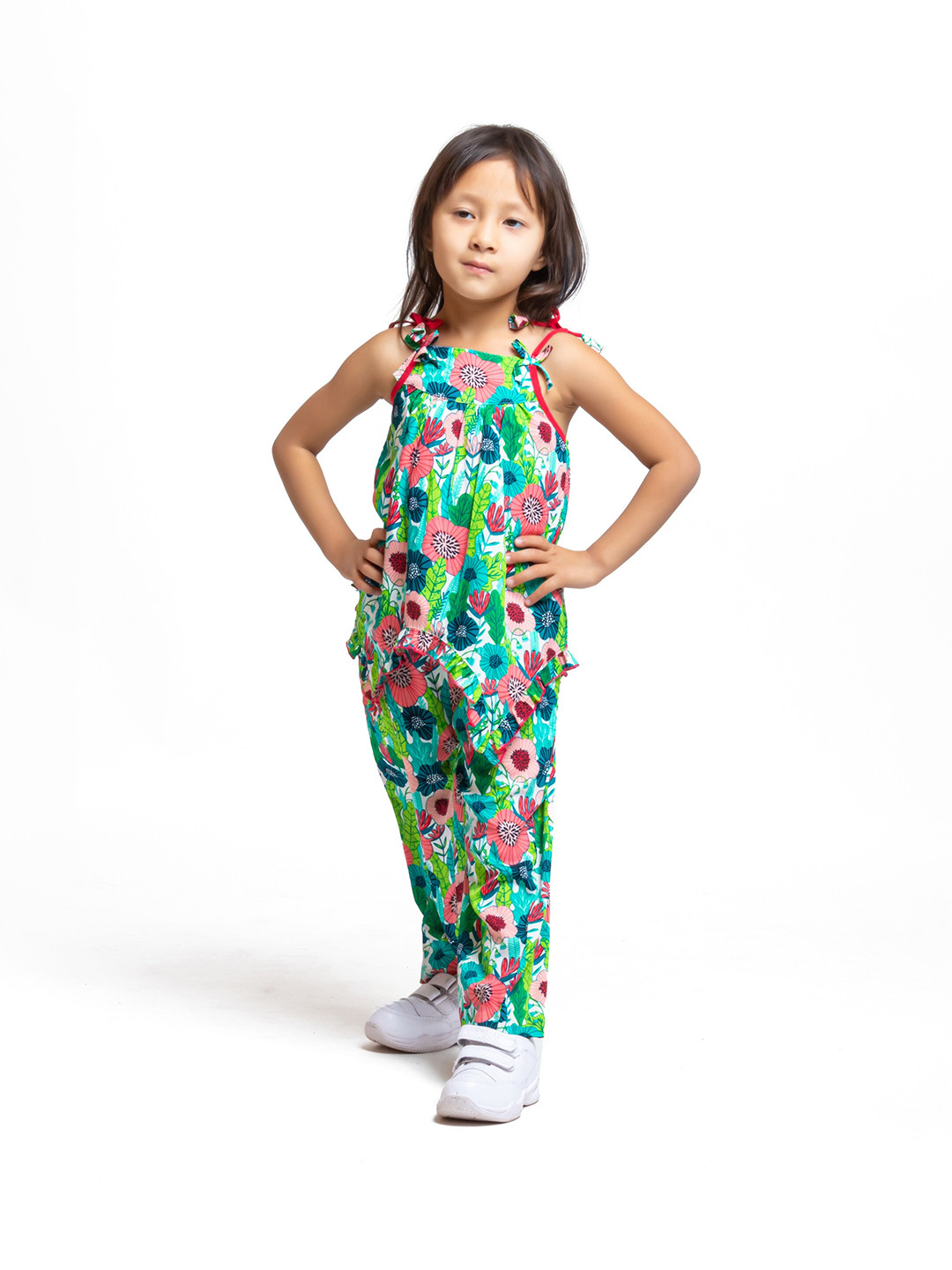 

My Little Lambs Girls Printed Top with Capris, Green