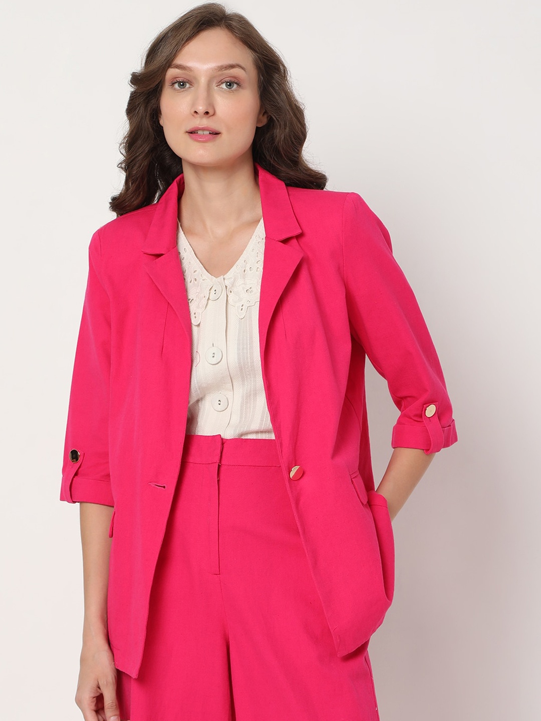 

Vero Moda Single-Breasted Casual Blazer, Pink