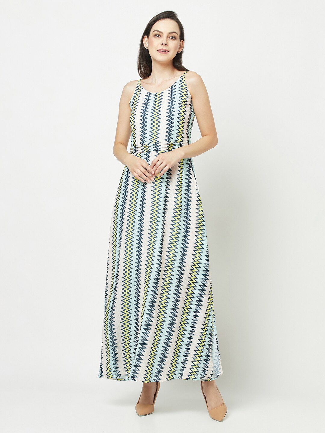 

Crimsoune Club Printed Shoulder Straps Maxi Dress, White