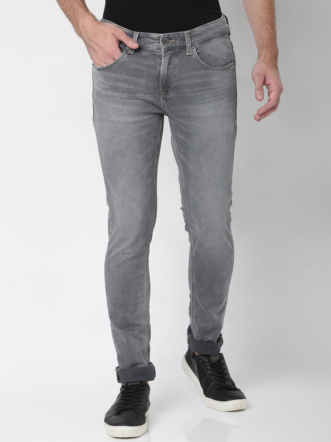

SPYKAR Men Slim Fit Low-Rise Heavy Fade Jeans, Grey