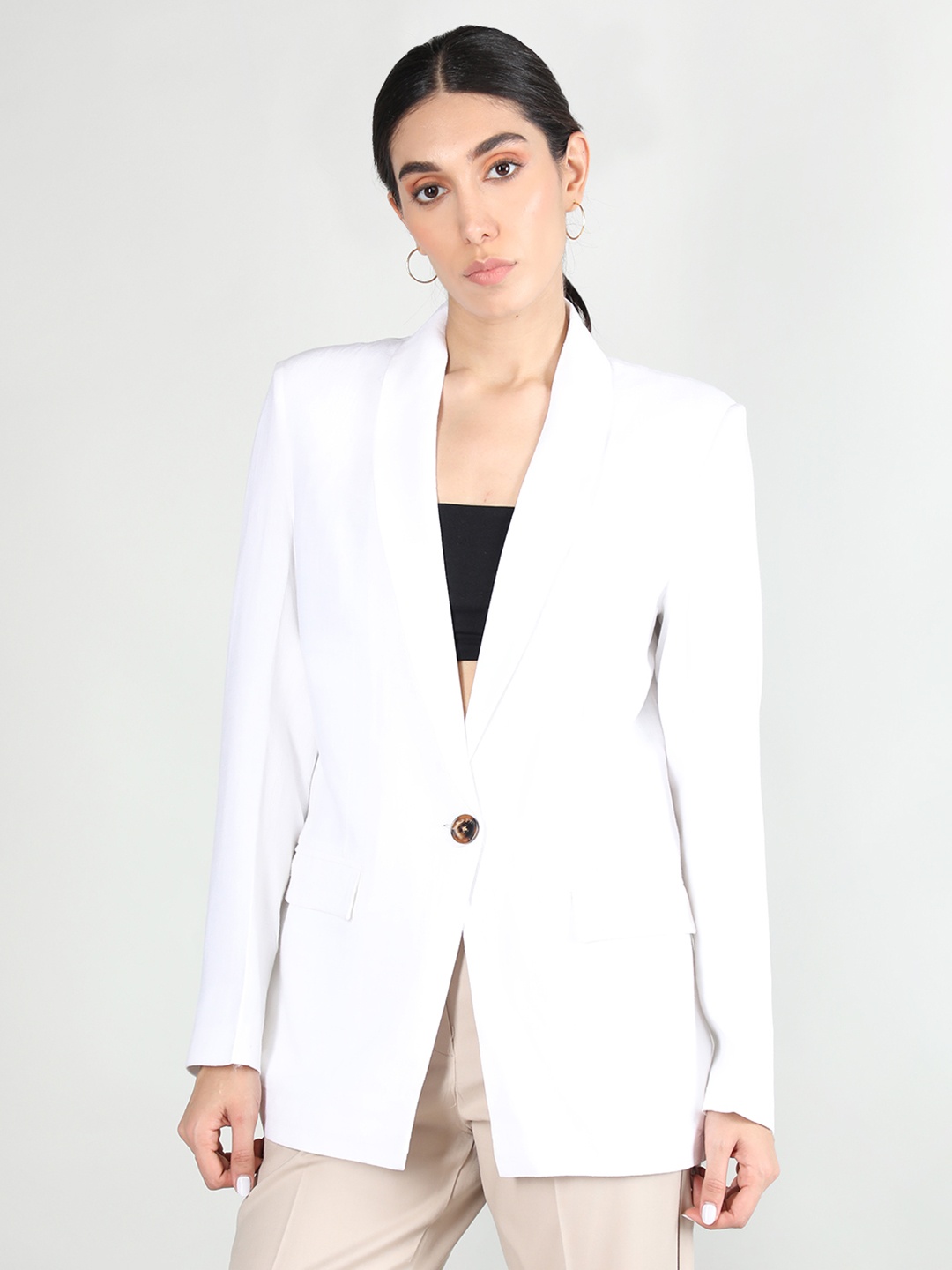 

Dlanxa Single Breasted Linen Formal Blazer, White