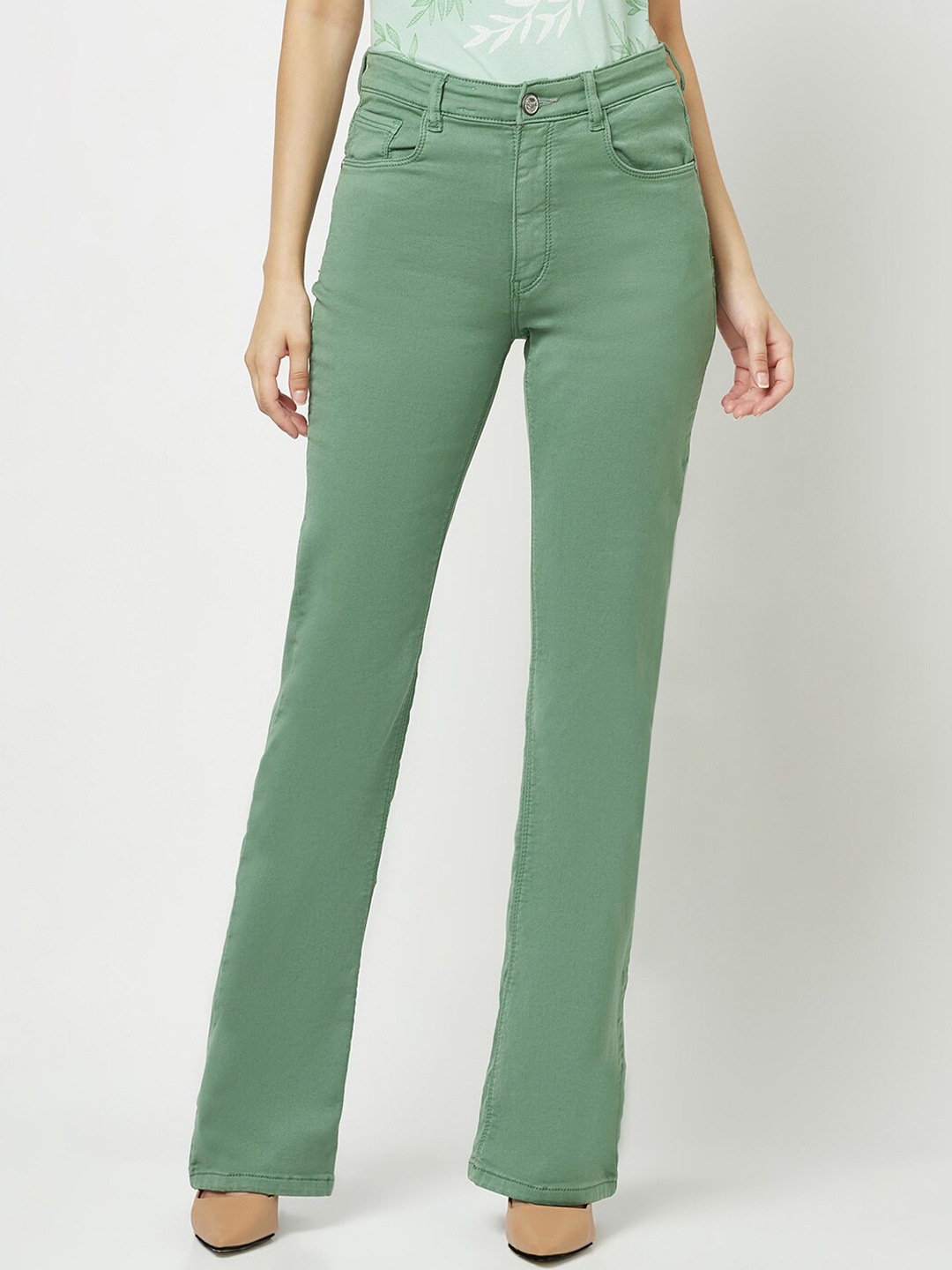 

Crimsoune Club Women Mid Rise Bootcut Stretchable Jeans, Green