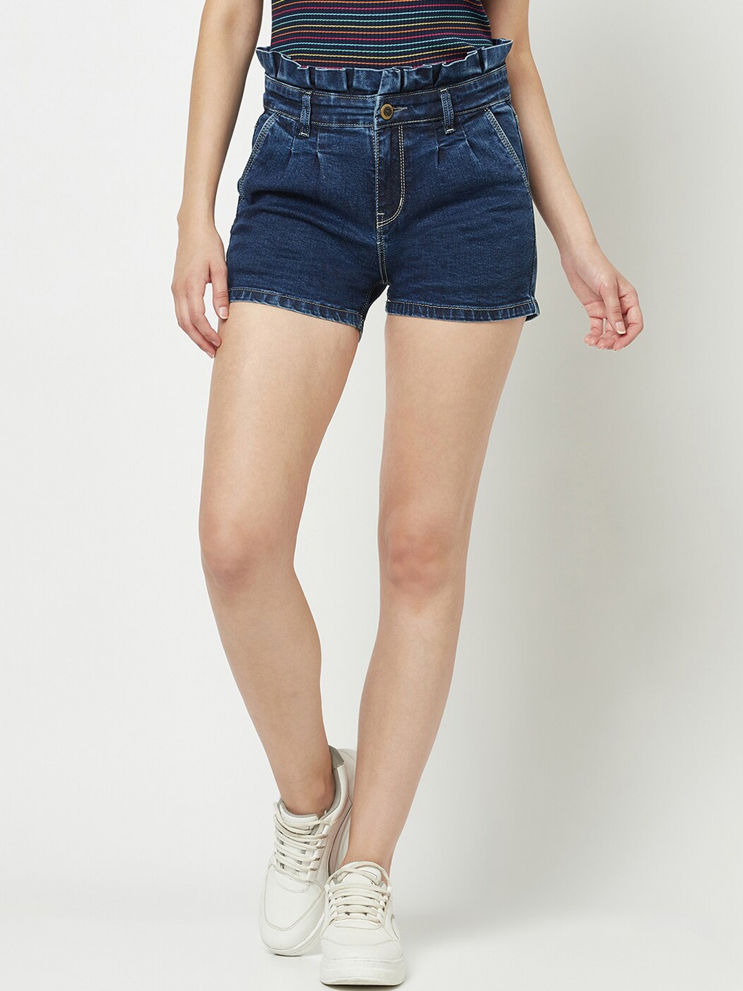 

Crimsoune Club Women Slim Fit Denim Shorts, Blue