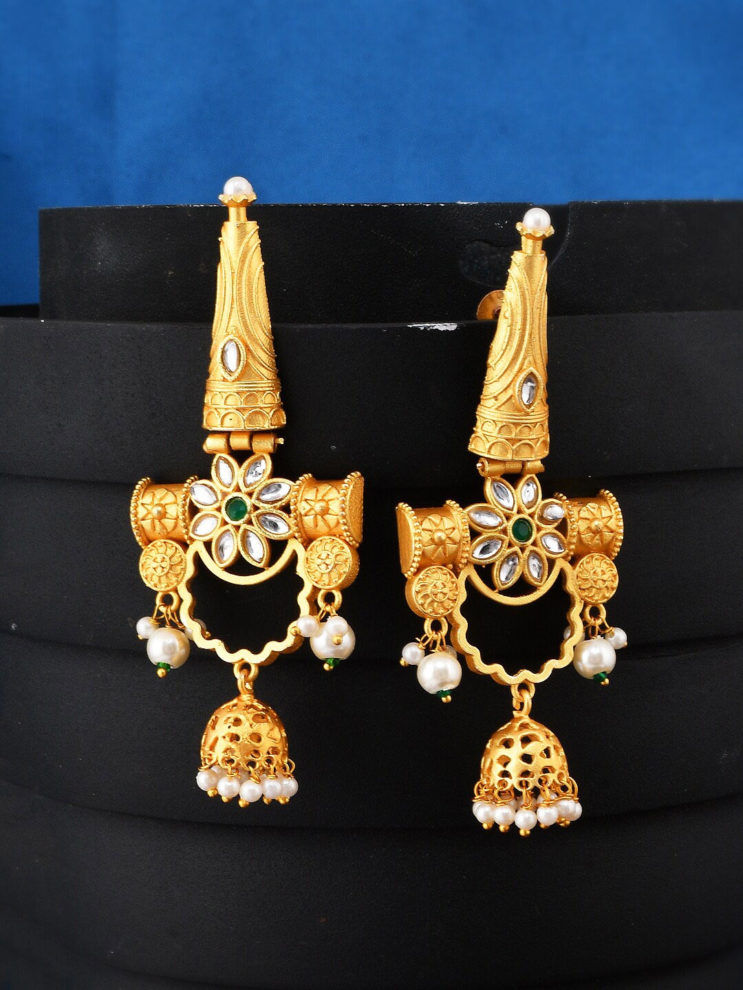 

Silvermerc Designs Gold-Plated Triangular Jhumkas Earrings