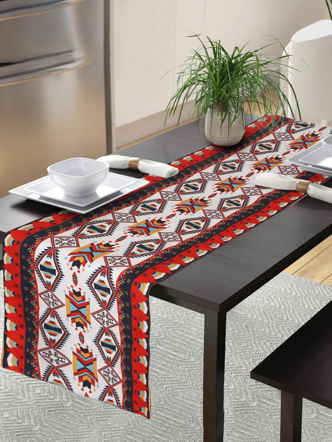 

Alina decor Red & White Printed Table Runner