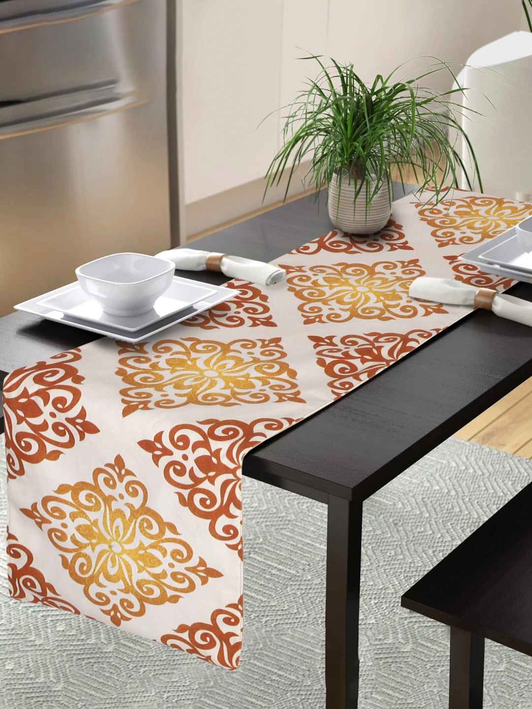 

Alina decor Beige & Brown Digital Printed Table Runner
