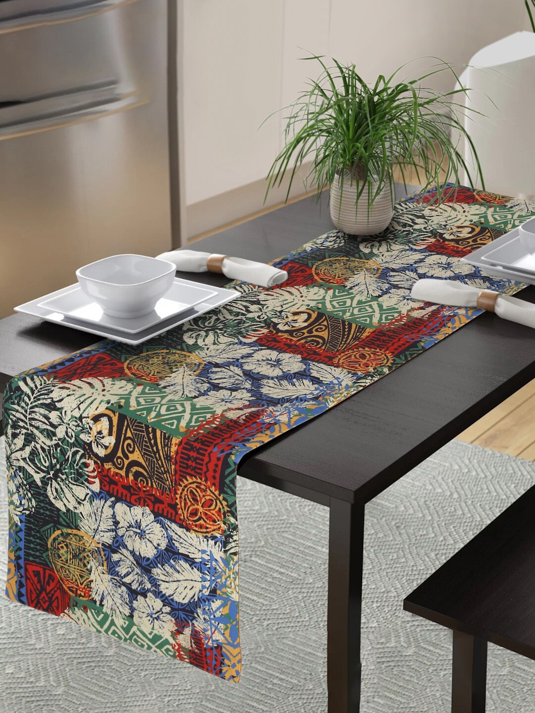 

Alina decor Red & Blue Digital Printed Table Runner