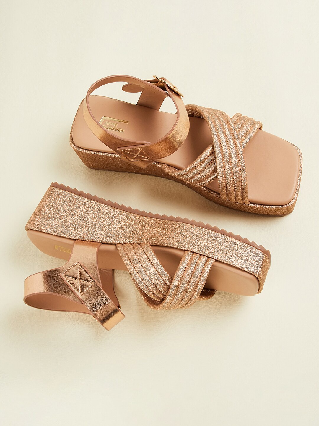 

Fame Forever by Lifestyle Girls Wedge Heels With Backstrap, Gold