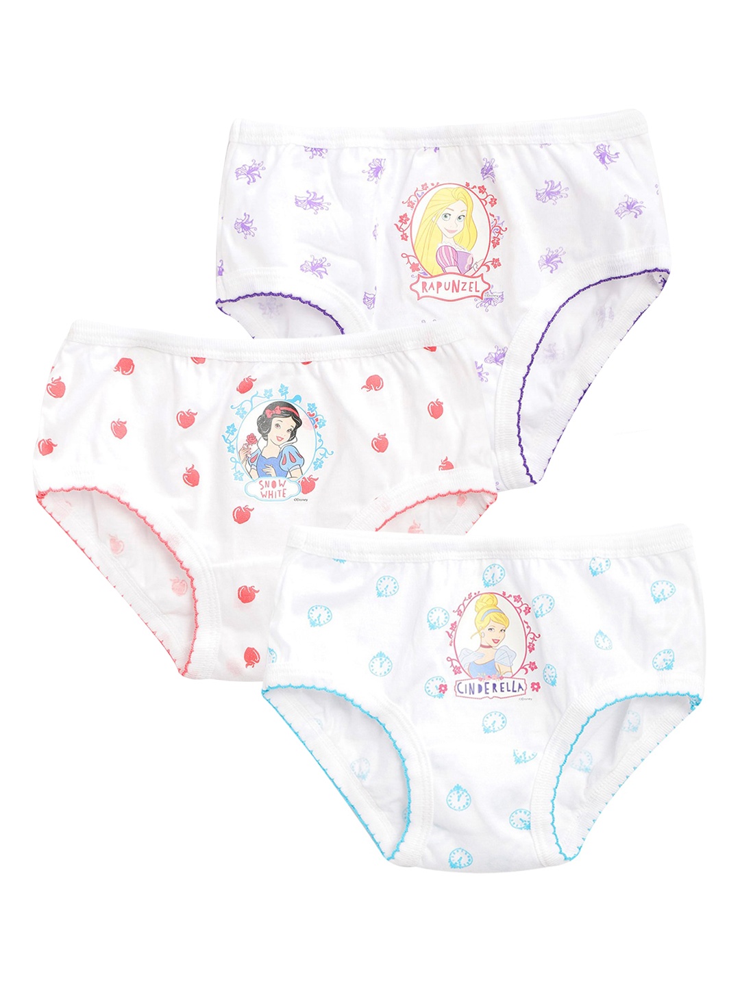 

Bodycare Girls Pack Of 3 Assorted Disney Princess Printed Cotton Basic Briefs