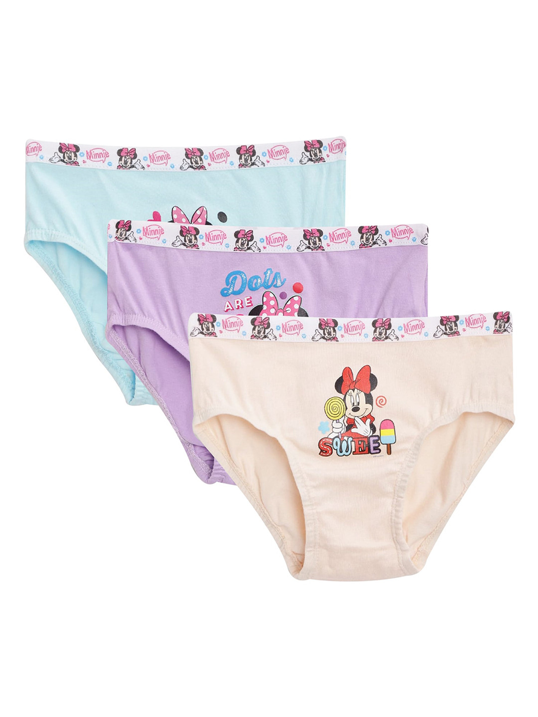 

Bodycare Girls Pack Of 3 Assorted Minnie & Friends Printed Cotton Basic Briefs