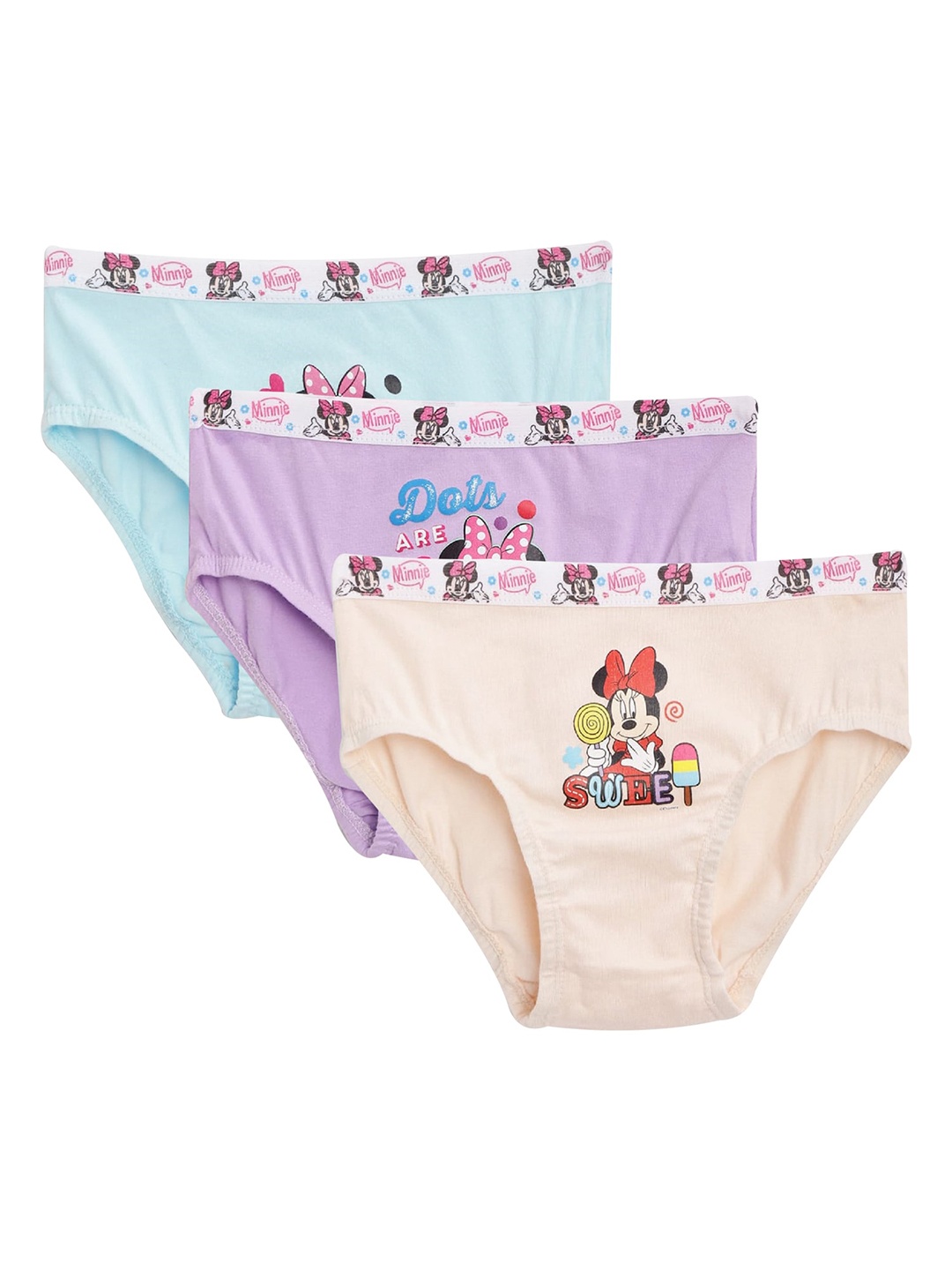 

Bodycare Girls Pack Of 3 Assorted Minnie & Friends Printed Cotton Basic Briefs